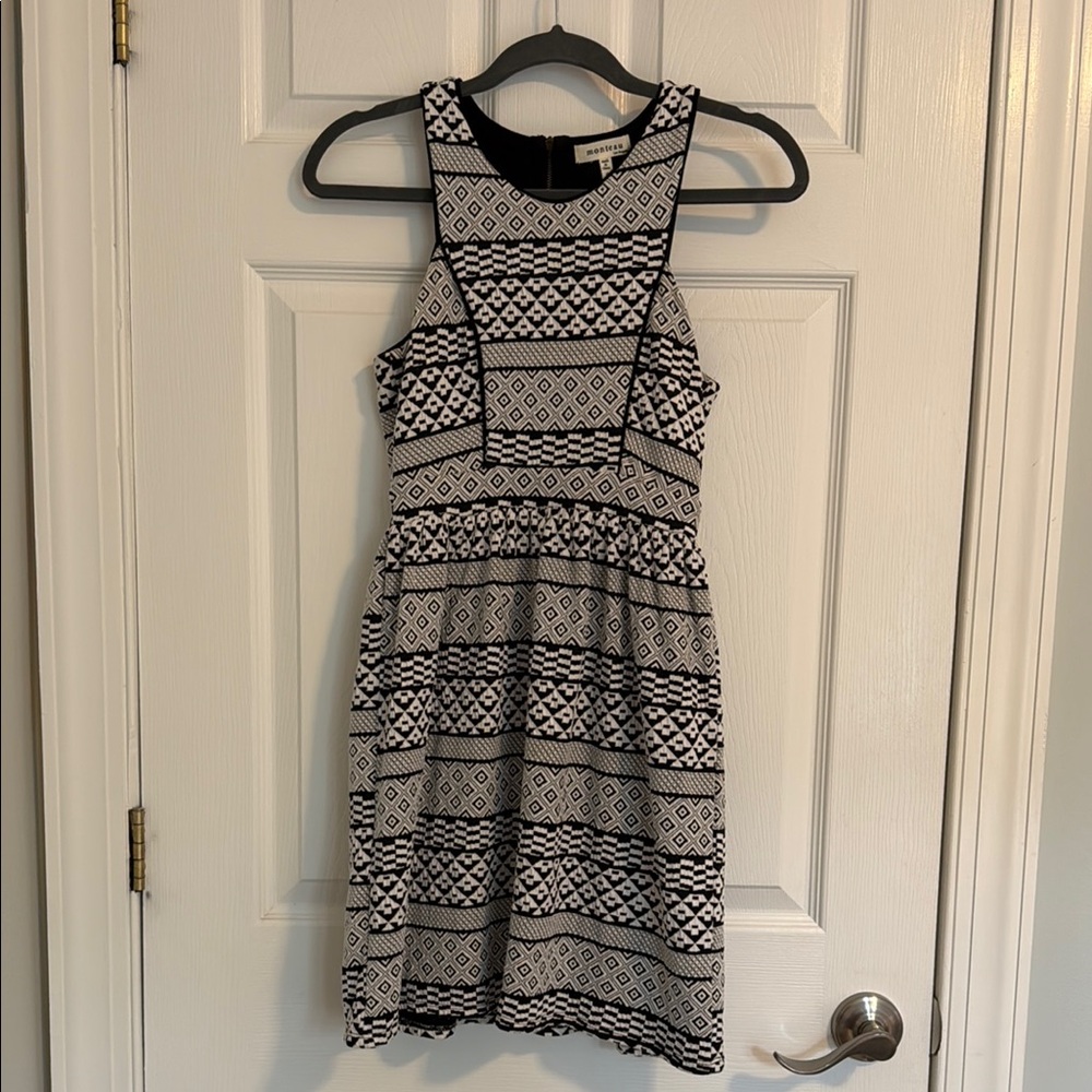 Monteau Black and White Geometric Dress